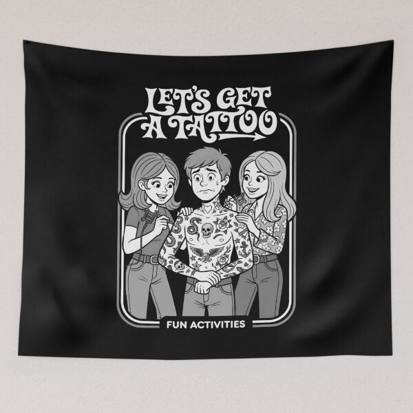 Item preview, Let's Get A Tattoo Funny Tattoos Retro Activity Book Cover designed and sold by GrandeDuc.