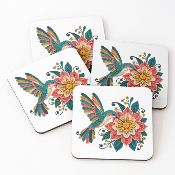 Item preview, Quilled Hummingbird Floral Mandala designed and sold by UrbanCanvvas.