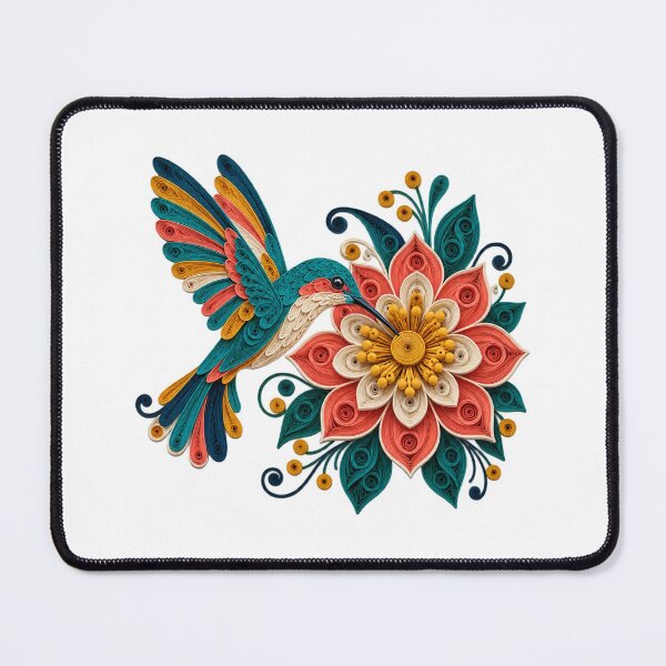 Item preview, Quilled Hummingbird Floral Mandala designed and sold by UrbanCanvvas.