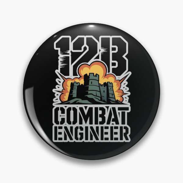 Item preview, 12B Combat Engineer — Exploding Castle Emblem U.S. Army Military Engineering Graphic White Outline designed and sold by GFamilyC.