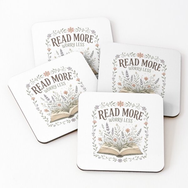 Item preview, Read More Worry Less Botanical Bookish Design designed and sold by DESIGNNOUR.