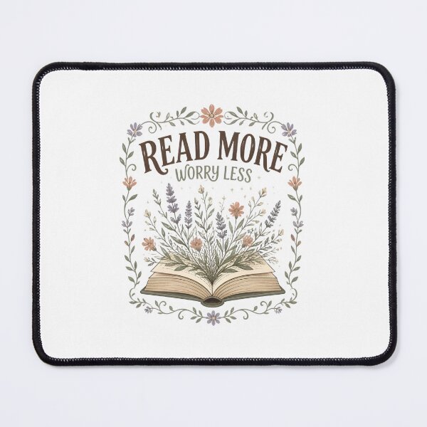 Item preview, Read More Worry Less Botanical Bookish Design designed and sold by DESIGNNOUR.