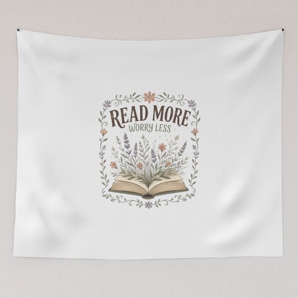 Item preview, Read More Worry Less Botanical Bookish Design designed and sold by DESIGNNOUR.