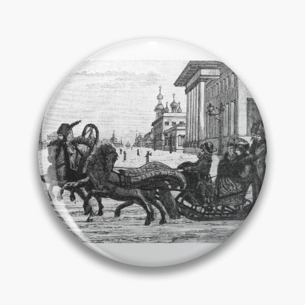 Item preview, Vintage Russian Troika Sleigh Ride Engraving designed and sold by Antique Science Press.