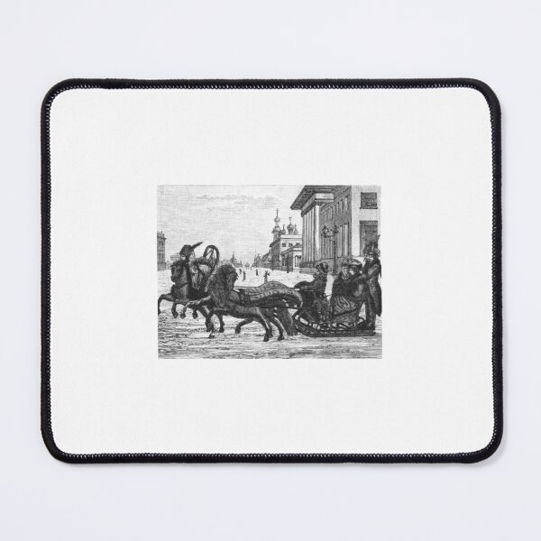Item preview, Vintage Russian Troika Sleigh Ride Engraving designed and sold by Antique Science Press.
