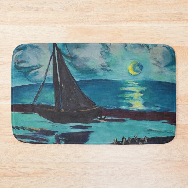 Item preview, Moonlight on the sea nautical maritime sailing seascape painting print by Hermann Max Pechstein designed and sold by Jéanpaul  Ferro.
