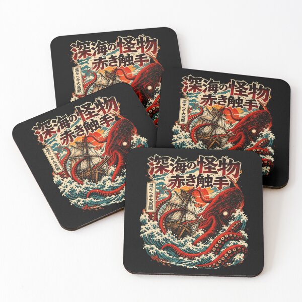 Item preview, Vintage Japanese Ukiyo-e Giant Red Octopus Attacking Ship designed and sold by Vermanartist.