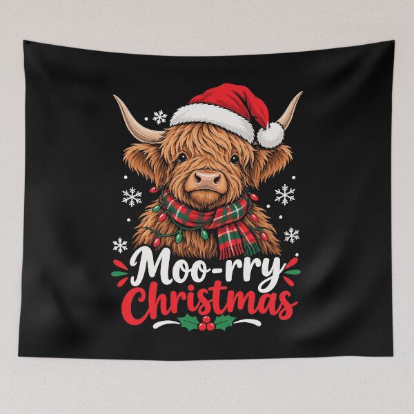 Item preview, Moo-rry Christmas Highland Cow Christmas Funny Holiday Design designed and sold by mraihan.