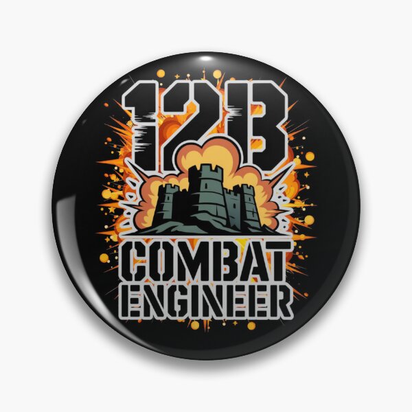 Item preview, 12B Combat Engineer — Massive Exploding Castle Emblem U.S. Army Military Engineering Graphic White Outline designed and sold by GFamilyC.