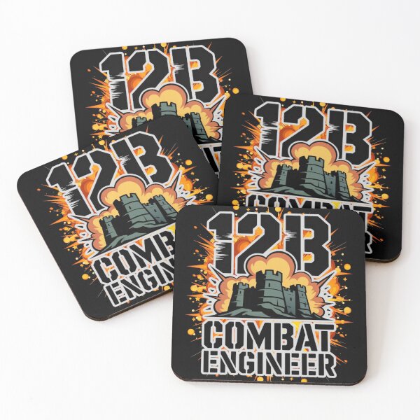Item preview, 12B Combat Engineer — Massive Exploding Castle Emblem U.S. Army Military Engineering Graphic White Outline designed and sold by GFamilyC.