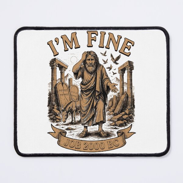 Item preview, I'm Fine Job 2000 BC Relatable Christian Meme designed and sold by Redgiant87x.