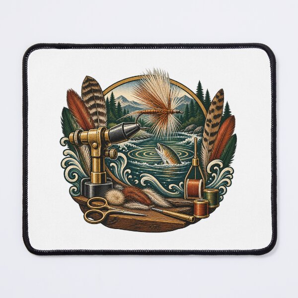 Item preview, Ornate Fly Tying Bench River Emblem designed and sold by UrbanCanvvas.