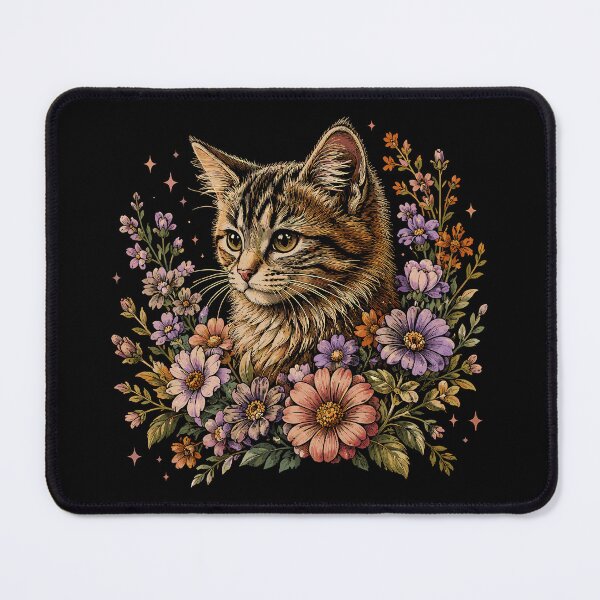 Item preview, Vintage Floral Cat Botanical Garden Lover designed and sold by gordonbwyashop.