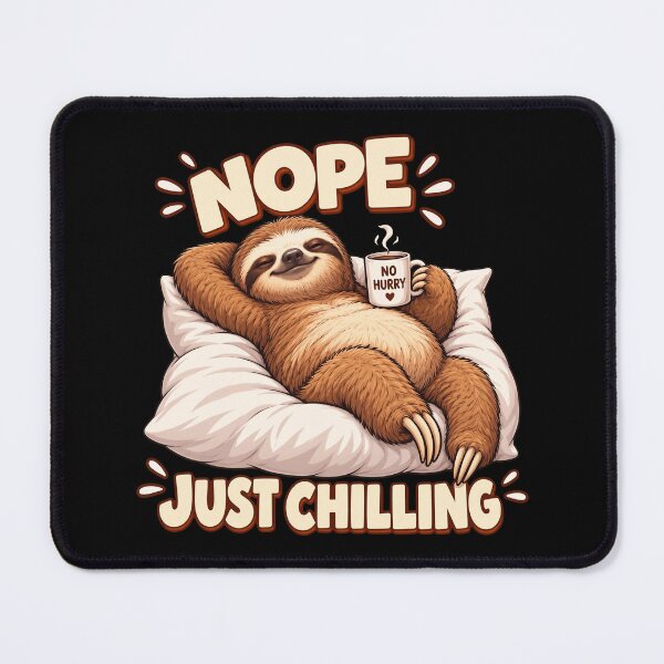 Item preview, Nope Just Chilling Funny Lazy Sloth Drinking Coffee designed and sold by Vermanartist.