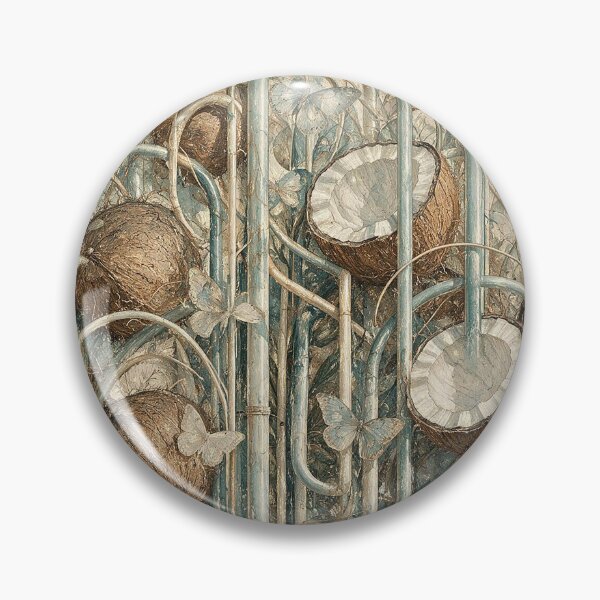 Item preview, Vintage Coconut Botanical Pastel Surreal Tropical Butterfly Art designed and sold by Hen-C-Art.