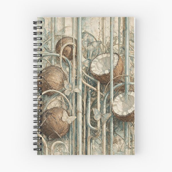 Item preview, Vintage Coconut Botanical Pastel Surreal Tropical Butterfly Art designed and sold by Hen-C-Art.