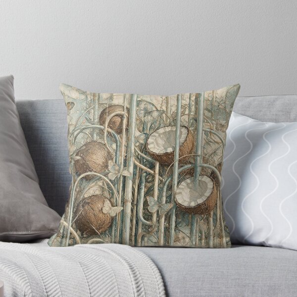 Item preview, Vintage Coconut Botanical Pastel Surreal Tropical Butterfly Art designed and sold by Hen-C-Art.