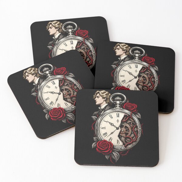 Item preview, Dorian Gray Clockwork Portrait with Crimson Roses designed and sold by Fenay Designs.