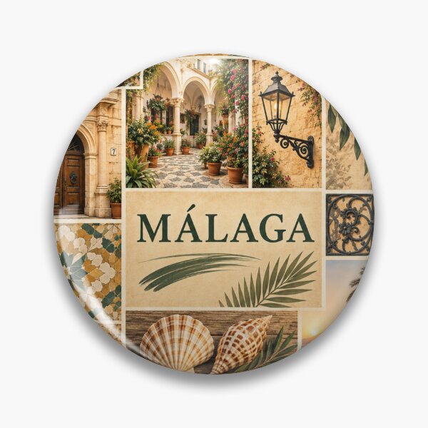 Item preview, Malaga Spain Vintage Travel Collage - Andalusian Mediterranean Art designed and sold by PrintGo26.