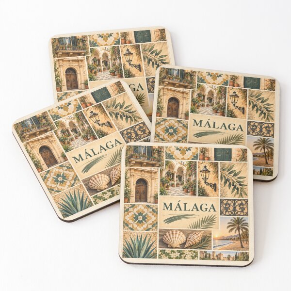 Item preview, Malaga Spain Vintage Travel Collage - Andalusian Mediterranean Art designed and sold by PrintGo26.