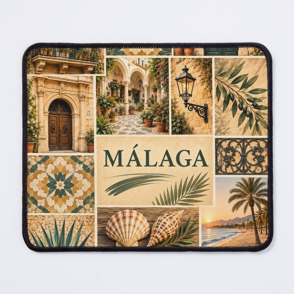 Item preview, Malaga Spain Vintage Travel Collage - Andalusian Mediterranean Art designed and sold by PrintGo26.