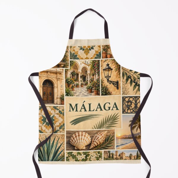 Item preview, Malaga Spain Vintage Travel Collage - Andalusian Mediterranean Art designed and sold by PrintGo26.