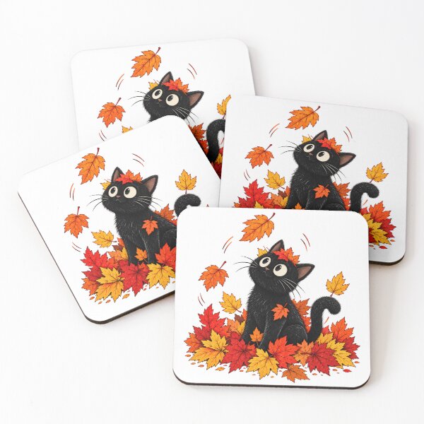 Item preview, Cute Thanksgiving Black Cat Autumn Leaves Cozy Fall designed and sold by Morescitaf.
