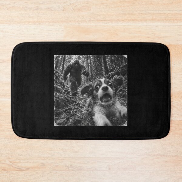 Item preview, Bigfoot and Cavalier Funny Dog Selfie Sasquatch Chase Forest designed and sold by leevekaArt.