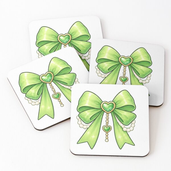 Item preview, Elegant Green Heart Bow with Pearl Chain – Luxe Coquette Aesthetic  designed and sold by Kiralemon.