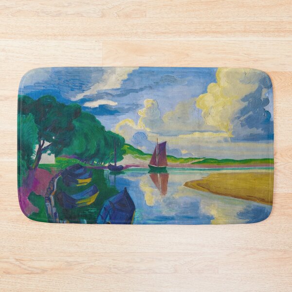 Item preview, The golden hour, sailboat on inlet salt pond nautical seascape painting by Hermann Max Pechstein designed and sold by Jéanpaul  Ferro.
