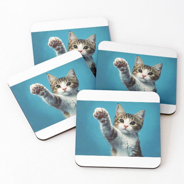 Item preview, A playful cat raises its paw designed and sold by MiraCleAI.