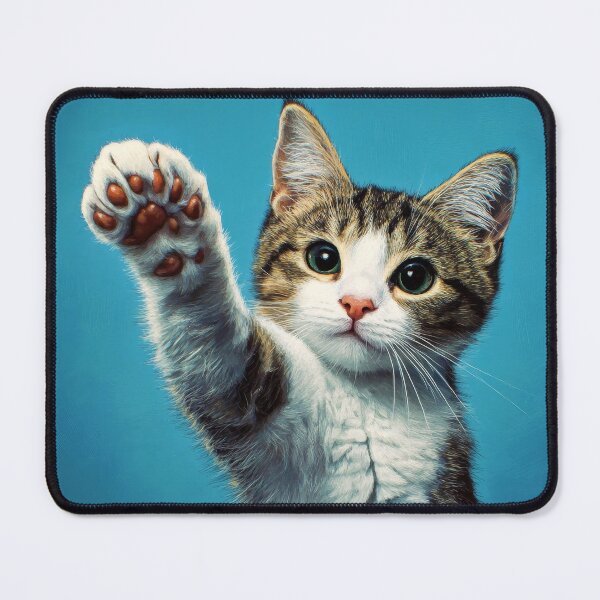 Item preview, A playful cat raises its paw designed and sold by MiraCleAI.
