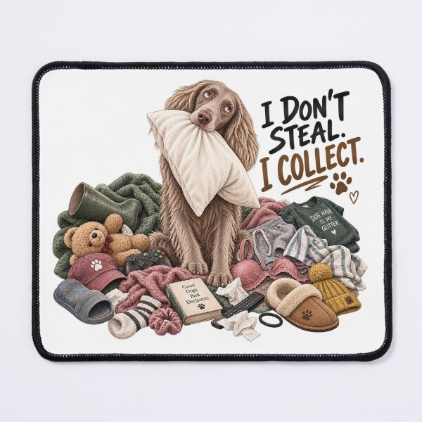 Item preview, Funny Long Haired Weimaraner Dog – I Don’t Steal I Collect designed and sold by HoldYourPoint.