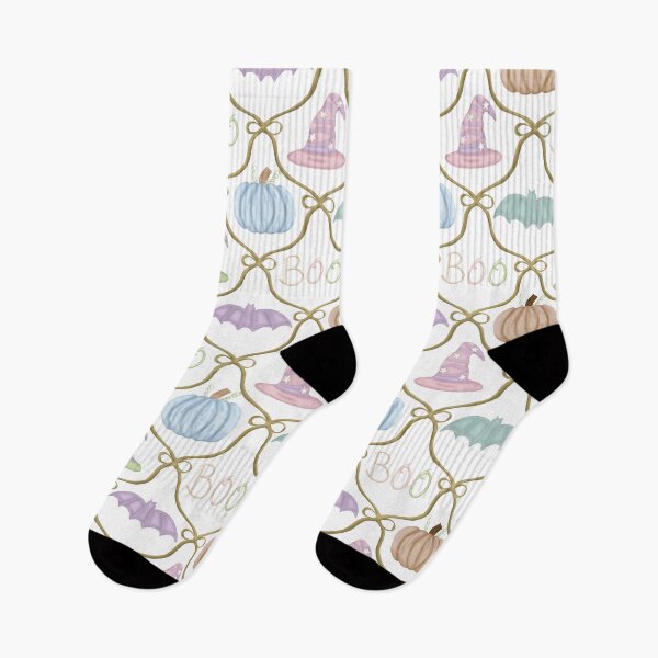 Item preview, Pastel Halloween Collection with Gold Ribbon- Pumpkins, Witches Hats and Bats designed and sold by Purposely Designed.