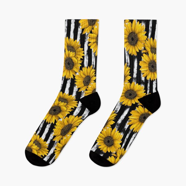 Item preview, Gothic Sunflower with Black & White Grunge Stripes designed and sold by Explicitly-Random.