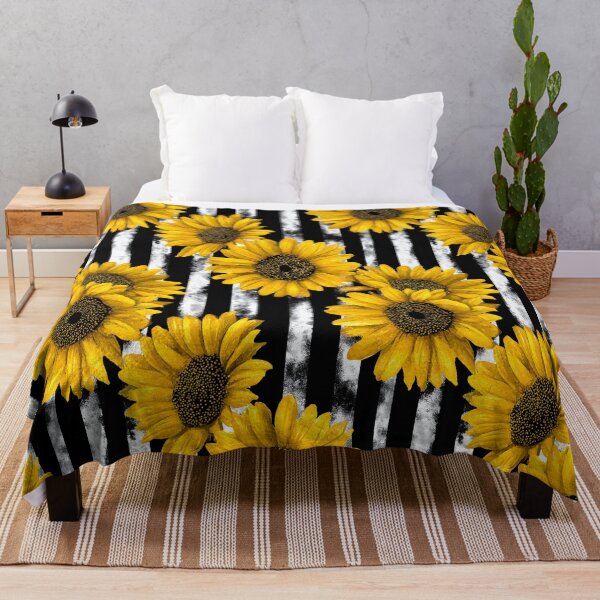 Item preview, Gothic Sunflower with Black & White Grunge Stripes designed and sold by Explicitly-Random.