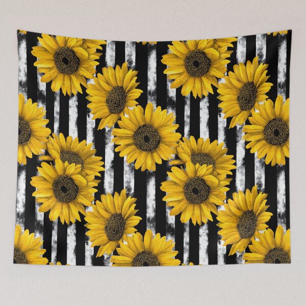 Item preview, Gothic Sunflower with Black & White Grunge Stripes designed and sold by Explicitly-Random.