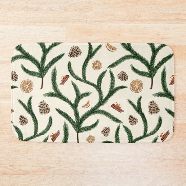 Item preview, Cozy Winter Botanical - Pine Branches Orange & Cinnamon Seamless Pattern designed and sold by DesigndN.