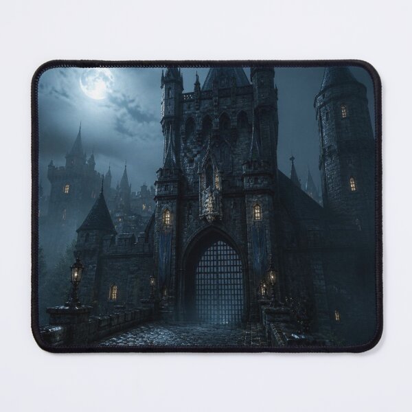 Item preview, Gothic Castle Gatehouse Midnight Misty Rain designed and sold by LazyDayzCo.