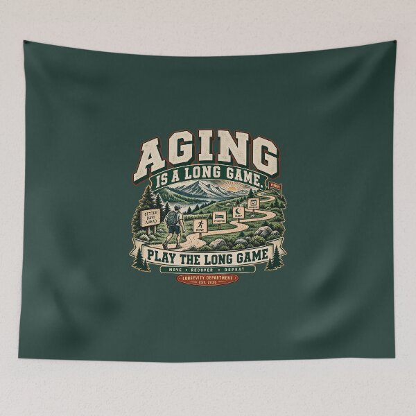 Item preview, Aging Is a Long Game Vintage Longevity Sports Graphic designed and sold by goldzilla.studio.
