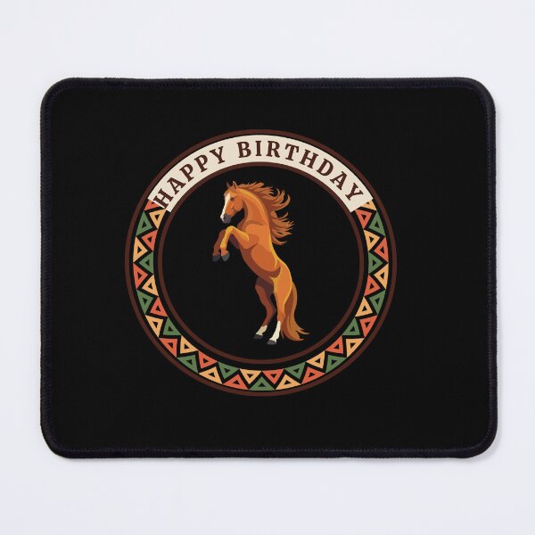 Item preview, Happy Birthday Rearing Horse Circle Badge - African Pattern Equestrian Design designed and sold by Weather gifts .