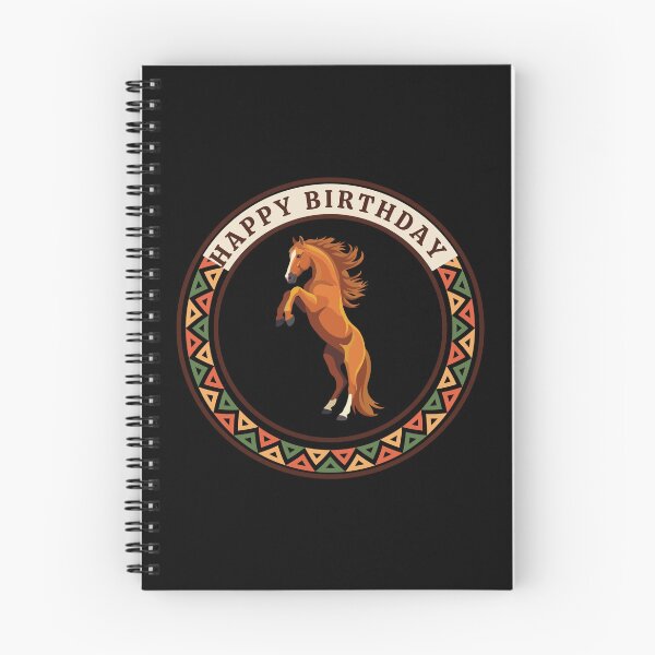 Item preview, Happy Birthday Rearing Horse Circle Badge - African Pattern Equestrian Design designed and sold by Weather gifts .