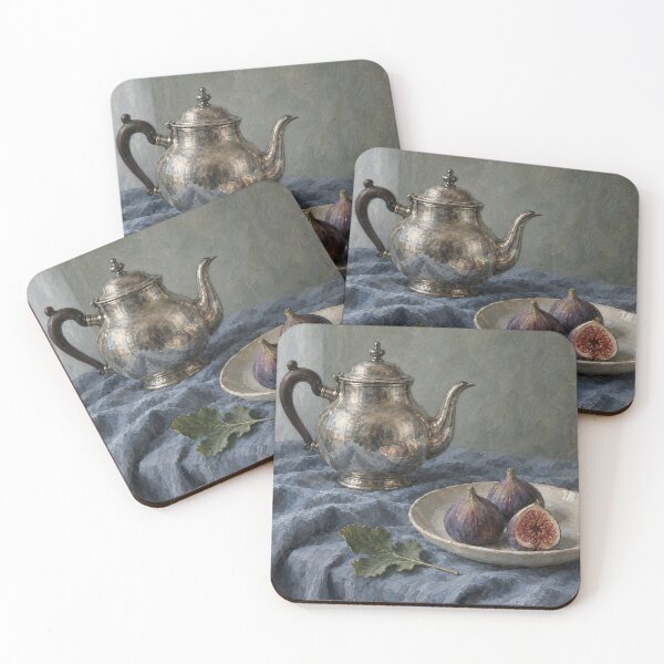 Item preview, Silver and Figs — Traditional Still Life in Blue designed and sold by PopChaosStudio.