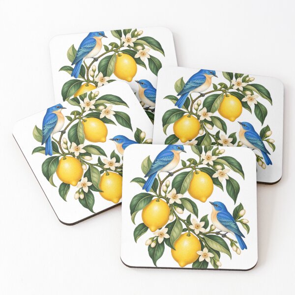 Item preview, Bluebirds with Lemons and Blossoms – Botanical Garden Art designed and sold by Pixel & Ponder.