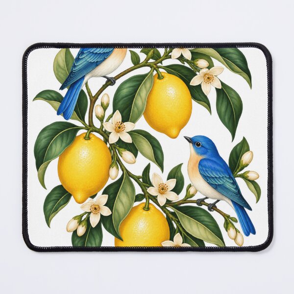 Item preview, Bluebirds with Lemons and Blossoms – Botanical Garden Art designed and sold by Pixel & Ponder.