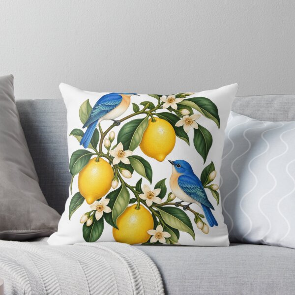 Item preview, Bluebirds with Lemons and Blossoms – Botanical Garden Art designed and sold by Pixel & Ponder.