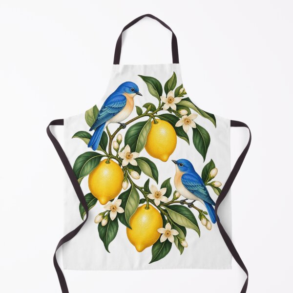 Item preview, Bluebirds with Lemons and Blossoms – Botanical Garden Art designed and sold by Pixel & Ponder.
