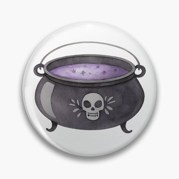 Item preview, Watercolor Purple Witch Cauldron with Skull designed and sold by AlinaMel.
