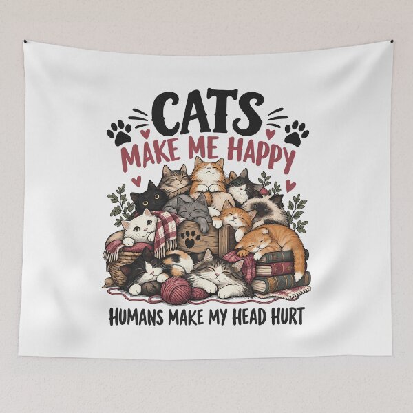 Item preview, Cats Make Me Happy, Humans Make My Head Hurt designed and sold by andre-hollow.