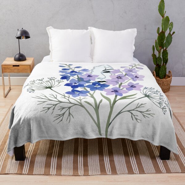 Item preview, Floral Face Blue and Lavender Botanical Design designed and sold by GoldenSparkleShop.